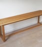 Split Top Bench - Solid oak bench, mid century design suitable for outdoor garde
