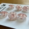 8 Vintage Clear Pink Flower Buttons - 2cm