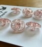 8 Vintage Clear Pink Flower Buttons - 2cm