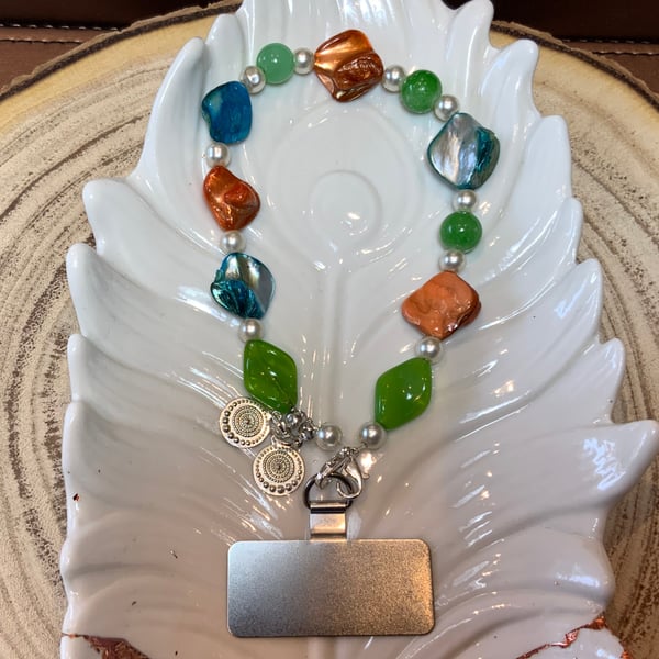 Shell & Pearl Bracelet Phone Strap: