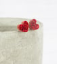 Red glitter small heart studs, Hypoallergenic titanium posts - Image 6
