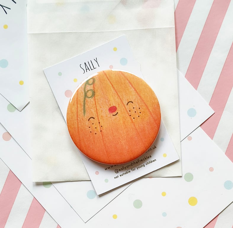 Handmade Pumpie the Pumpkin Pin Badge - Halloween Badge - Autumn