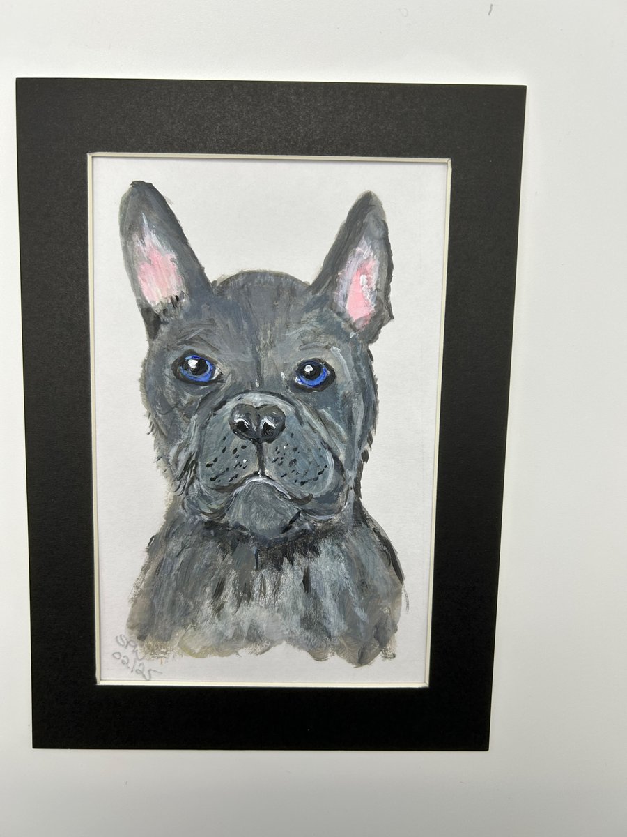 Original French bulldog portrait 5x7" 