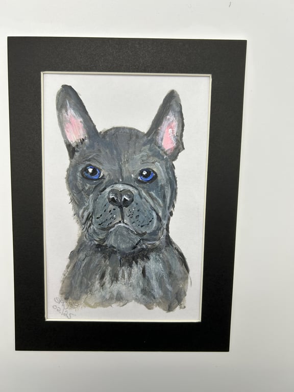 Original French bulldog portrait 5x7" 