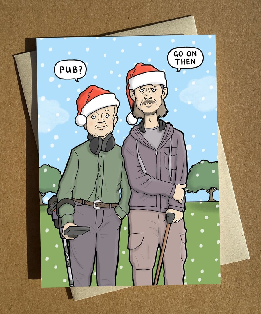 Detectorists Christmas Card A6 - Andy and Lance