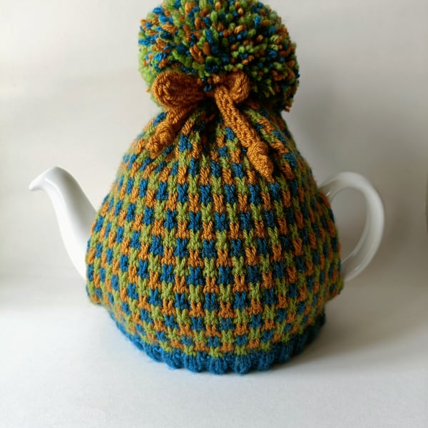 Tea cosy Tea cosies - Autumn tweed with pompom 