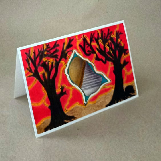 Entrance to the Hidden Palace, a handmade card from an original pencil drawing