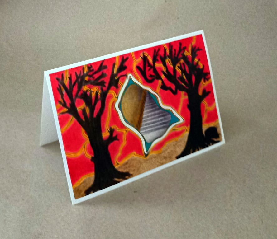 Entrance to the Hidden Palace, a handmade card from an original pencil drawing