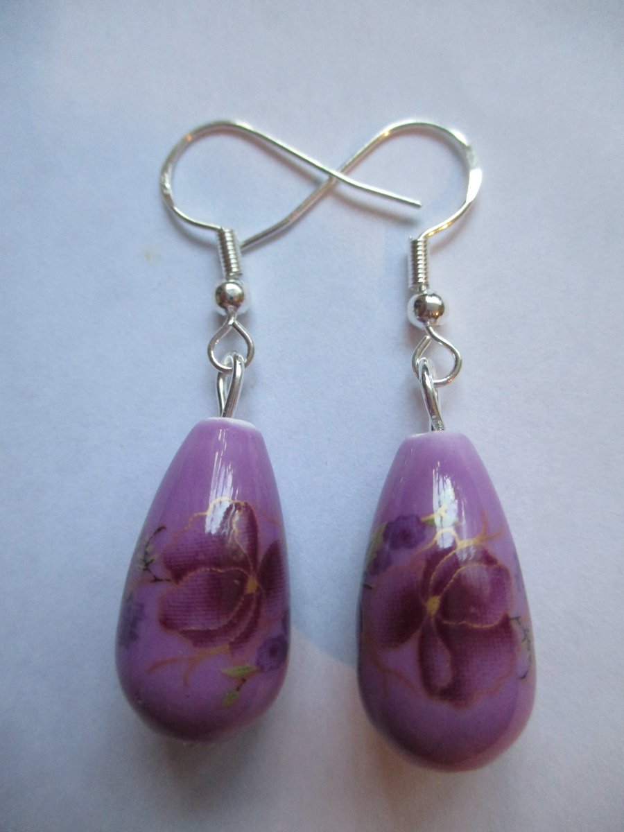 Wow Wonderful Flower Decoration Charming lilacCeramic Waterdrop Elegant Earrings