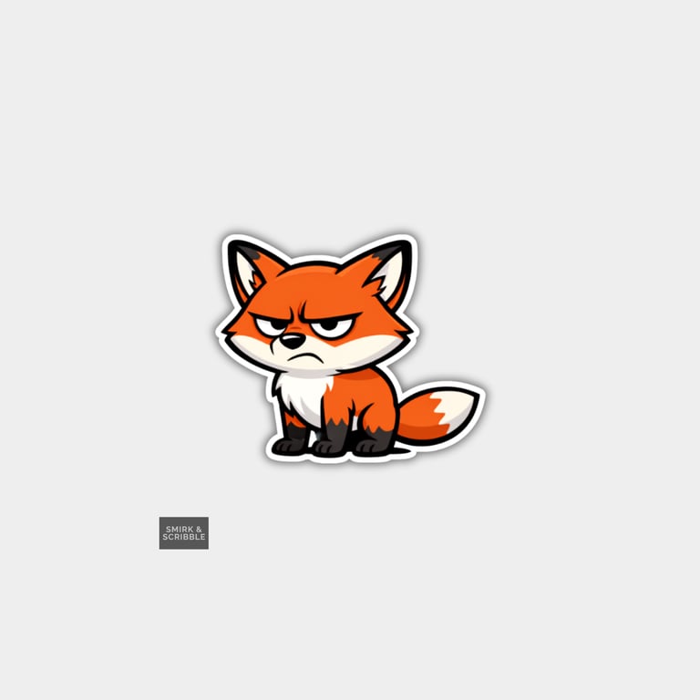 Funny Novelty Vinyl Sticker - Grumpy Fox