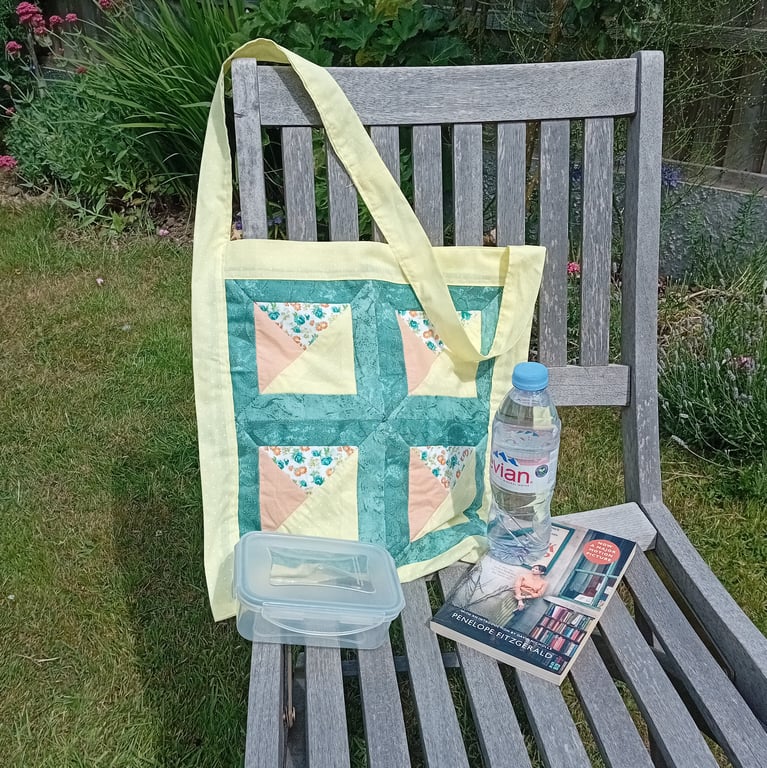 Cotton Patchwork shoulder bag in bright colours. Holiday or beach bag. 