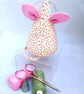 Pin Cushion, Mouse, in pink and green floral fabric - Image 2