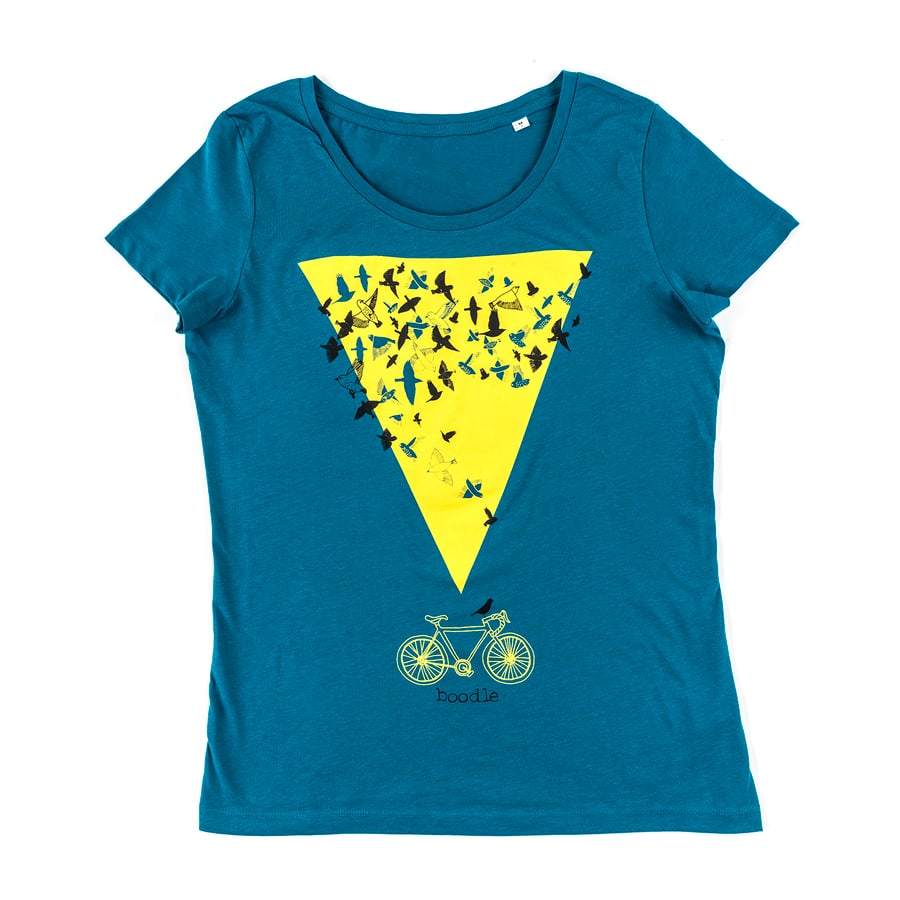 Womens organic Murmuration and bike womens T-shirt