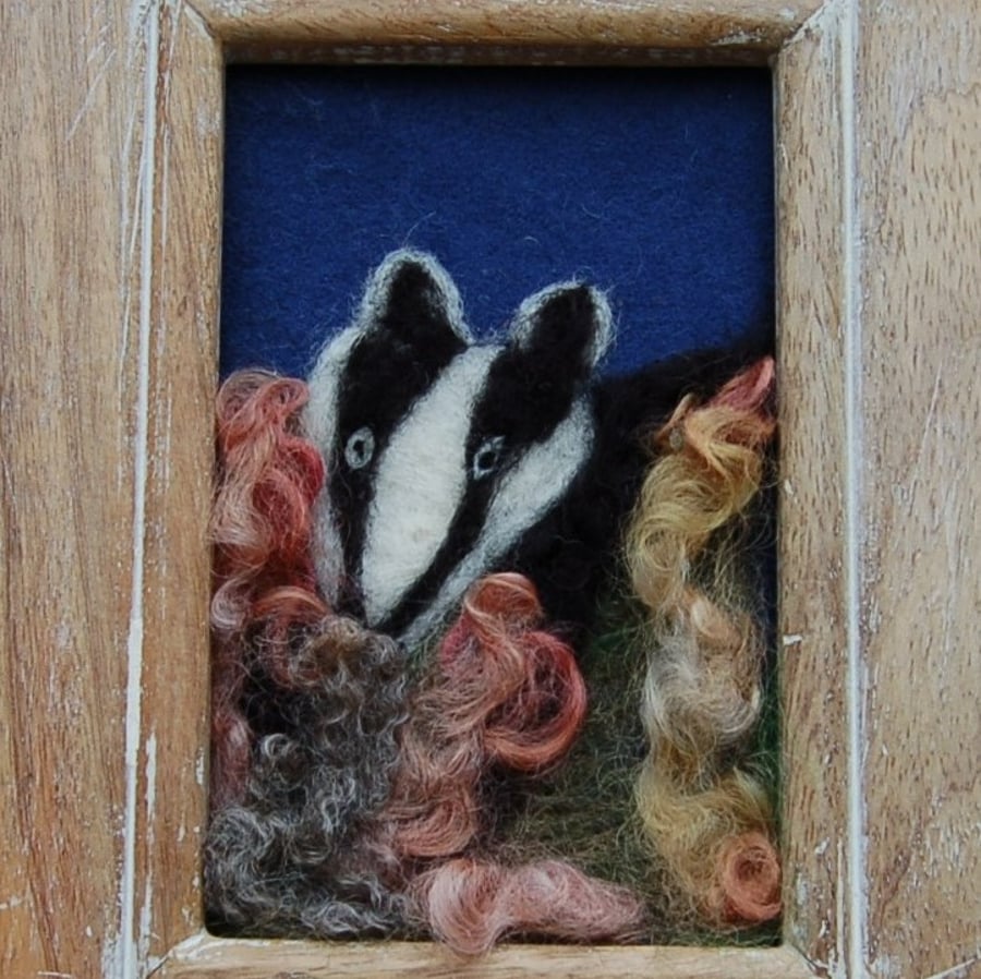 Badger original Needle felted framed picture