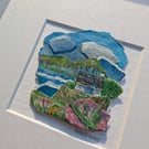 Lakeside Cottage - Original miniature collage. Mounted