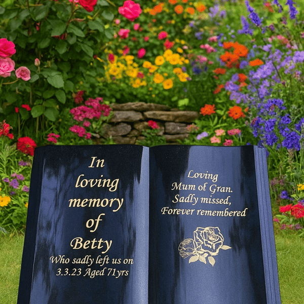 Memorial Grave Marker Grave Stone Headstone Flat Headstone Open Book Bible 