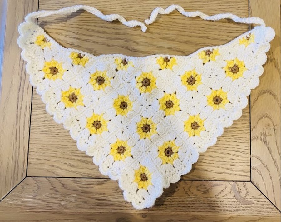 Handmade boho retro sunflower bandana
