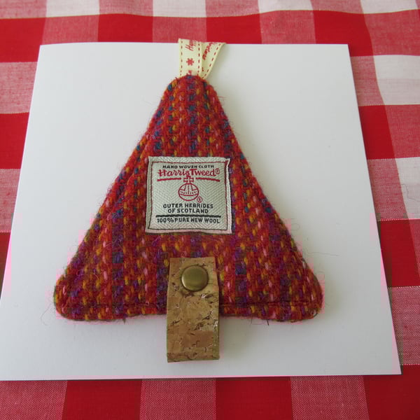 Harris Tweed Christmas Tree Hanging Decoration, Keepsake Gift Card