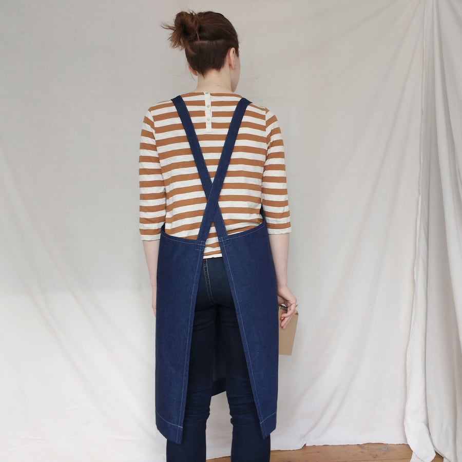 Blue Denim Crossback Apron. Handmade for Artists & Makers. No4:2