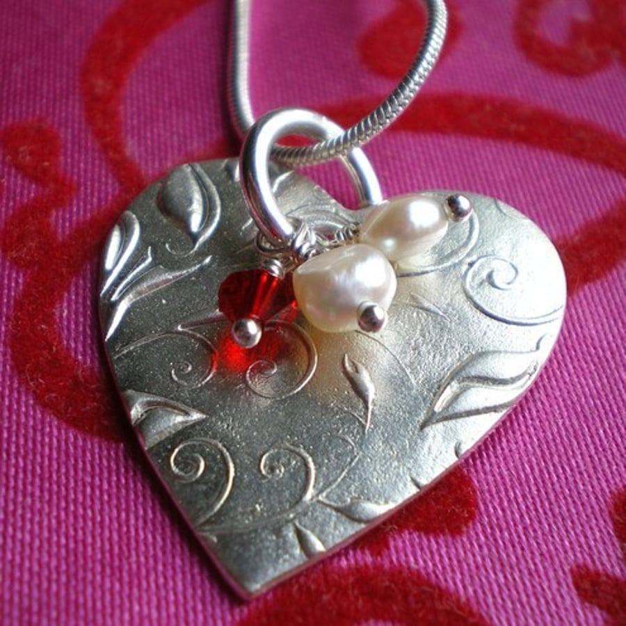 Flower Love Heart Necklace 