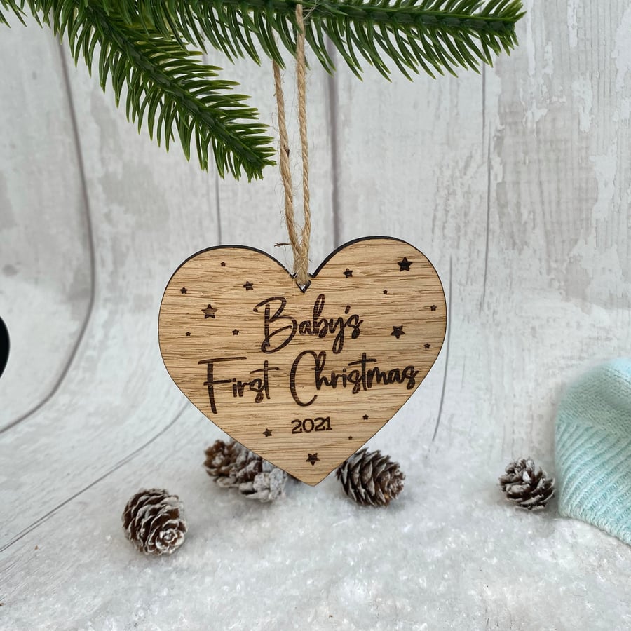 Luxury Baby's First Christmas Wooden Christmas Decoration