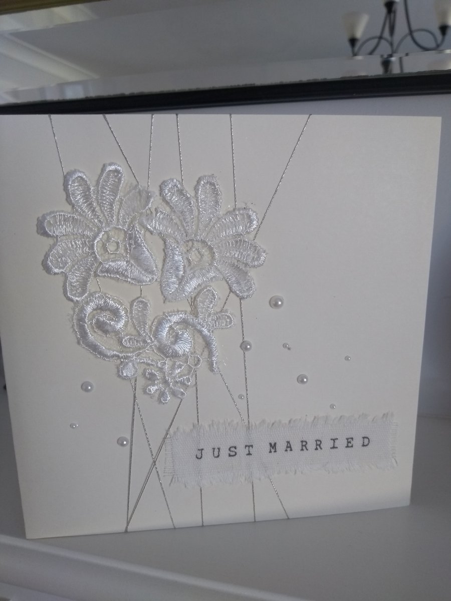 Just married lace wedding card 2