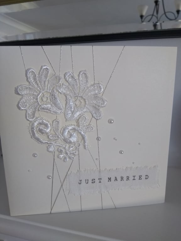 Just married lace wedding card 2