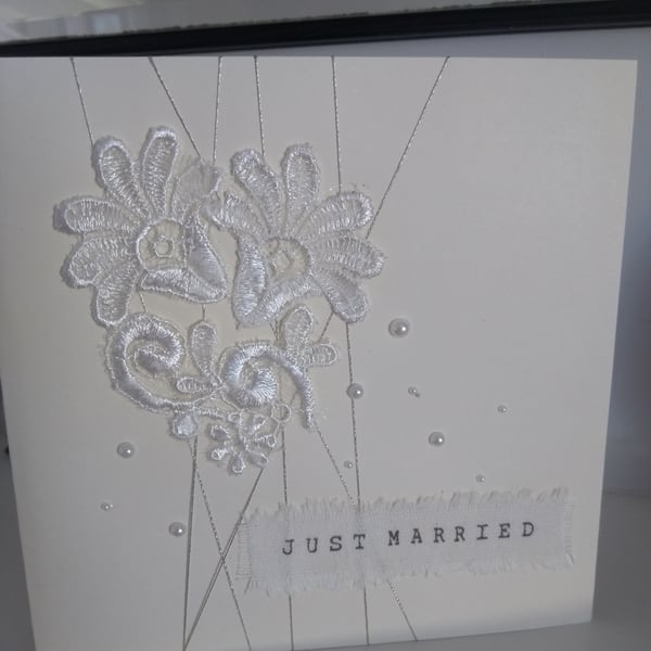 Just married lace wedding card 2