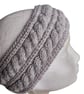 Handmade Light Grey Cable Knit Wool Headband Ear Warmer Winter Hairband Gift - Image 6