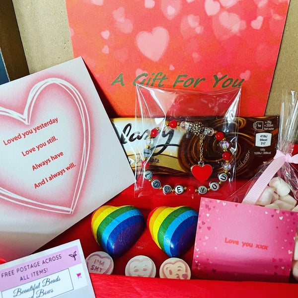Valentines i love you letter box jewellery gift set mini hamper gift for her 