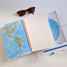 World Map Travel Journal or Sketchbook, Travel Gift, A5