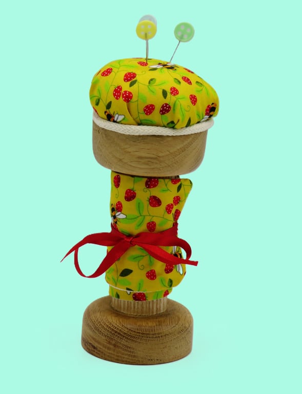 Pin Cushion Wood Dolly & Needle Case: SKU-NC1.
