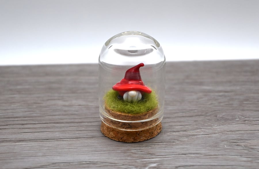 small glass red gnome keepsake figure