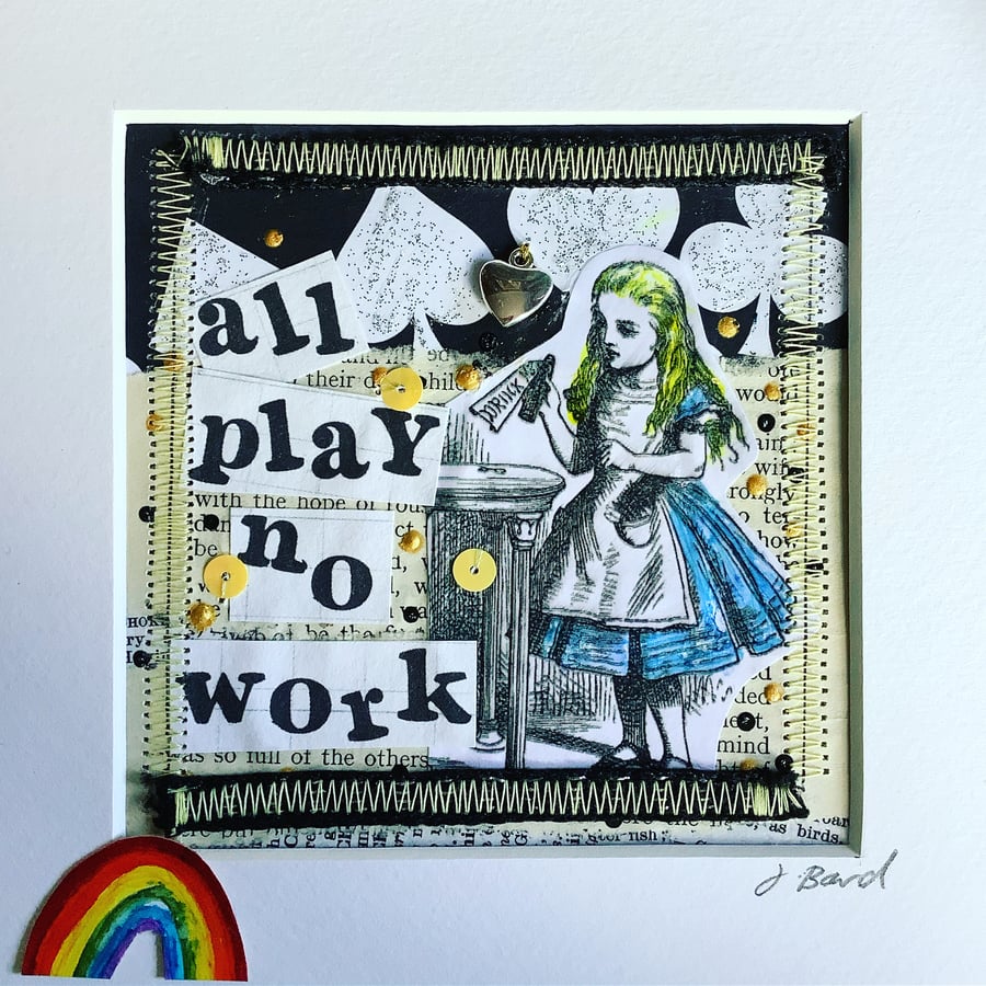 Alice in Wonderland mixed media art. Picture. Literature. Quotes. Rainbow. Home 