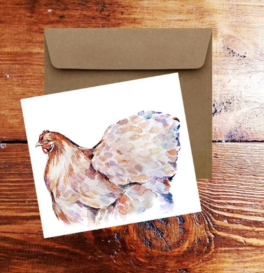 Fluffy Butt Chicken GreetingNote Card.Chickens card,Chickens greeting card,Hens 