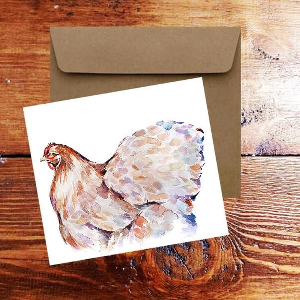 Fluffy Butt Chicken GreetingNote Card.Chickens card,Chickens greeting card,Hens 