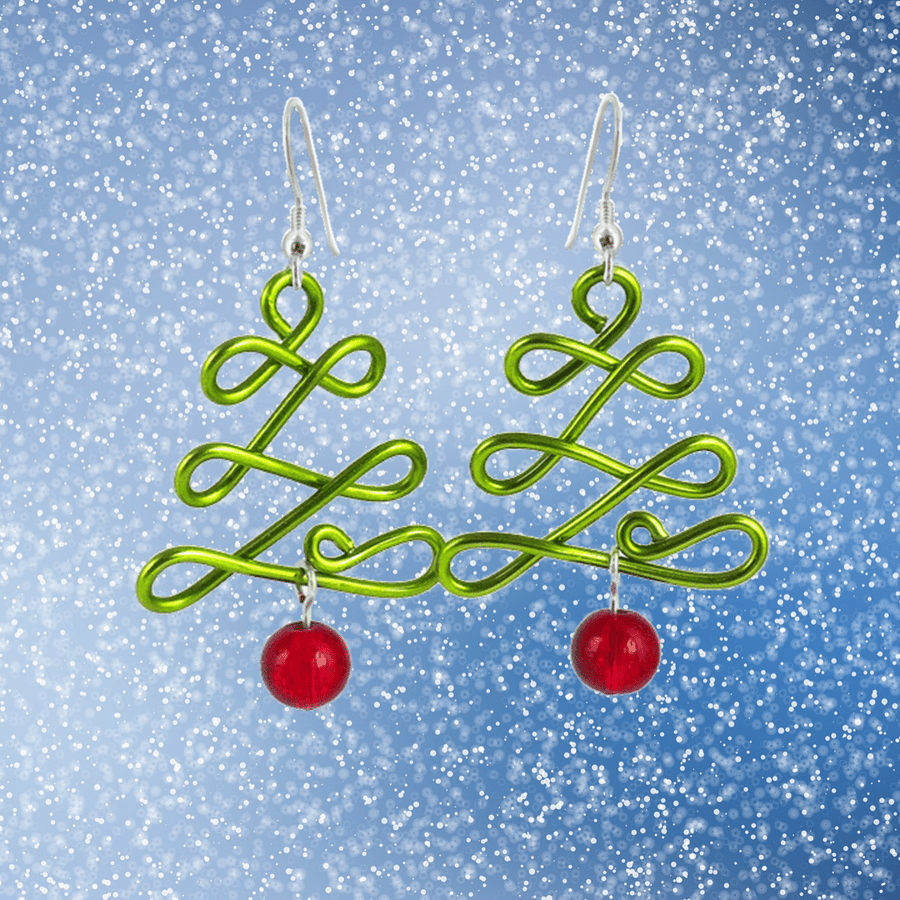 Christmas Tree Earrings - Festive earrings stocking filler gift for her