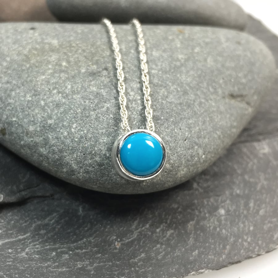  Silver and turquoise slider pendant and chain