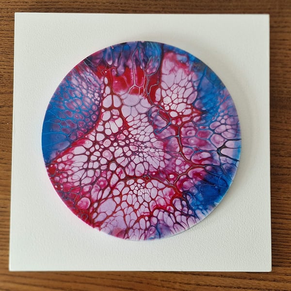 18.8cm x 18.8cm acrylic pour painting wall plaque