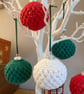 Crochet Christmas Baubles Set of 6 - Red Green & White - Tree Decorations - Image 6