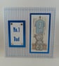 Blue football bear Father's Day card