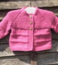 Baby cardigan pink hand knit 0-3 months  - Image 4