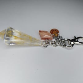 Resin red gold crystal bag charm