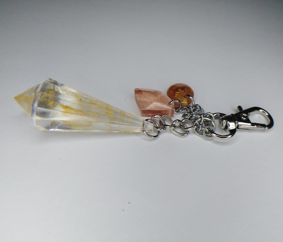 Resin red gold crystal bag charm
