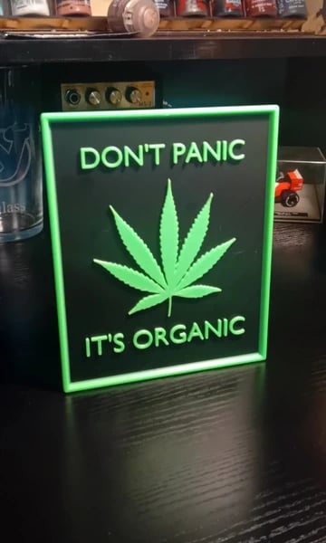Don't Panic It's Organic 3D Weed Leaf Wall Art Sign Poster