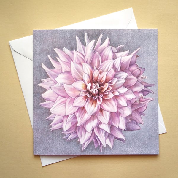 Greetings card - blank - Pink Dahlia