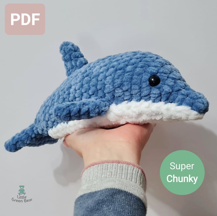 Dylan the Dolphin Crochet Pattern Dolphin Amig. Folksy