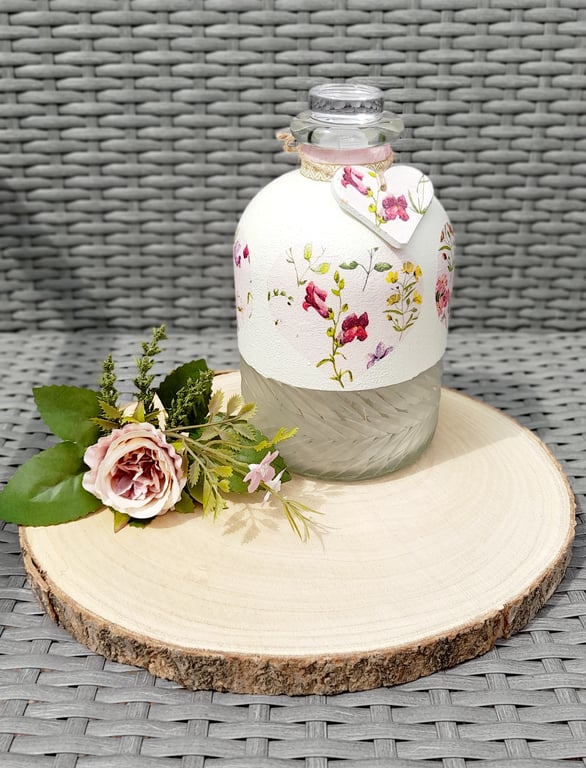 Vintage Floral Glass Light Bottle