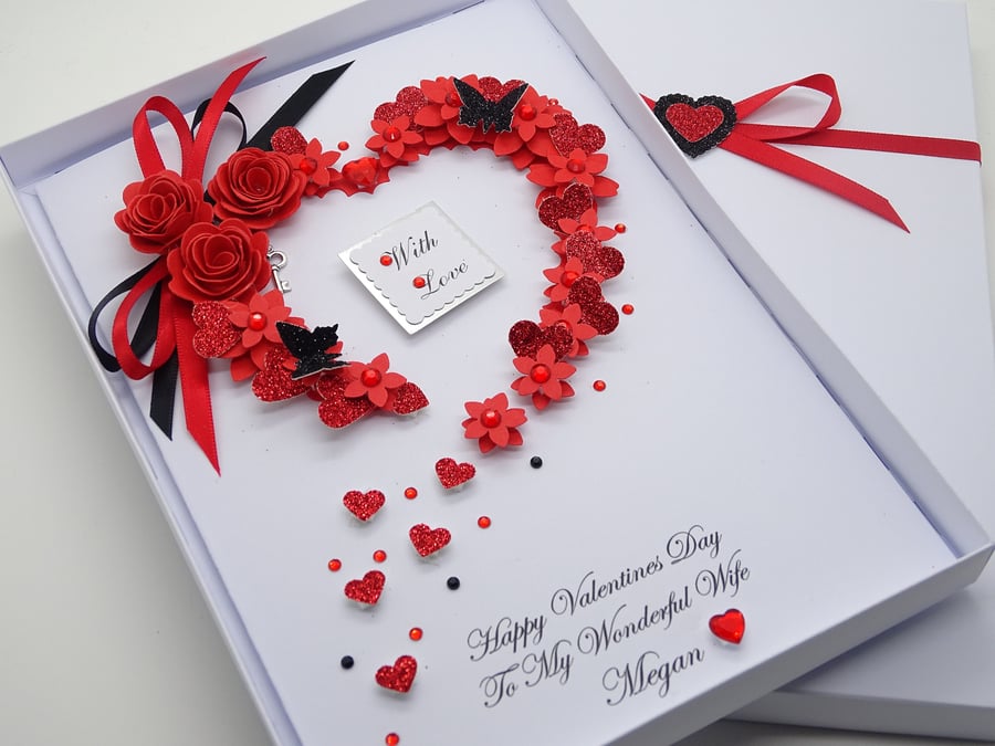 HANDMADE Personalised VALENTINES Birthday Card MOTHERS Day Friend Wife T500