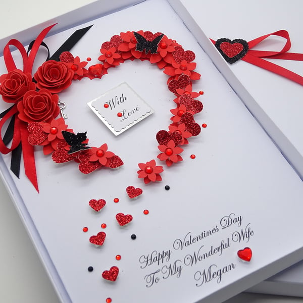 HANDMADE Personalised VALENTINES Birthday Card MOTHERS Day Friend Wife T500